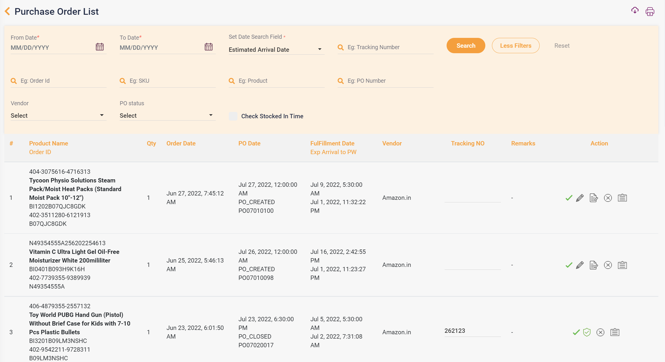 Purchase Order List